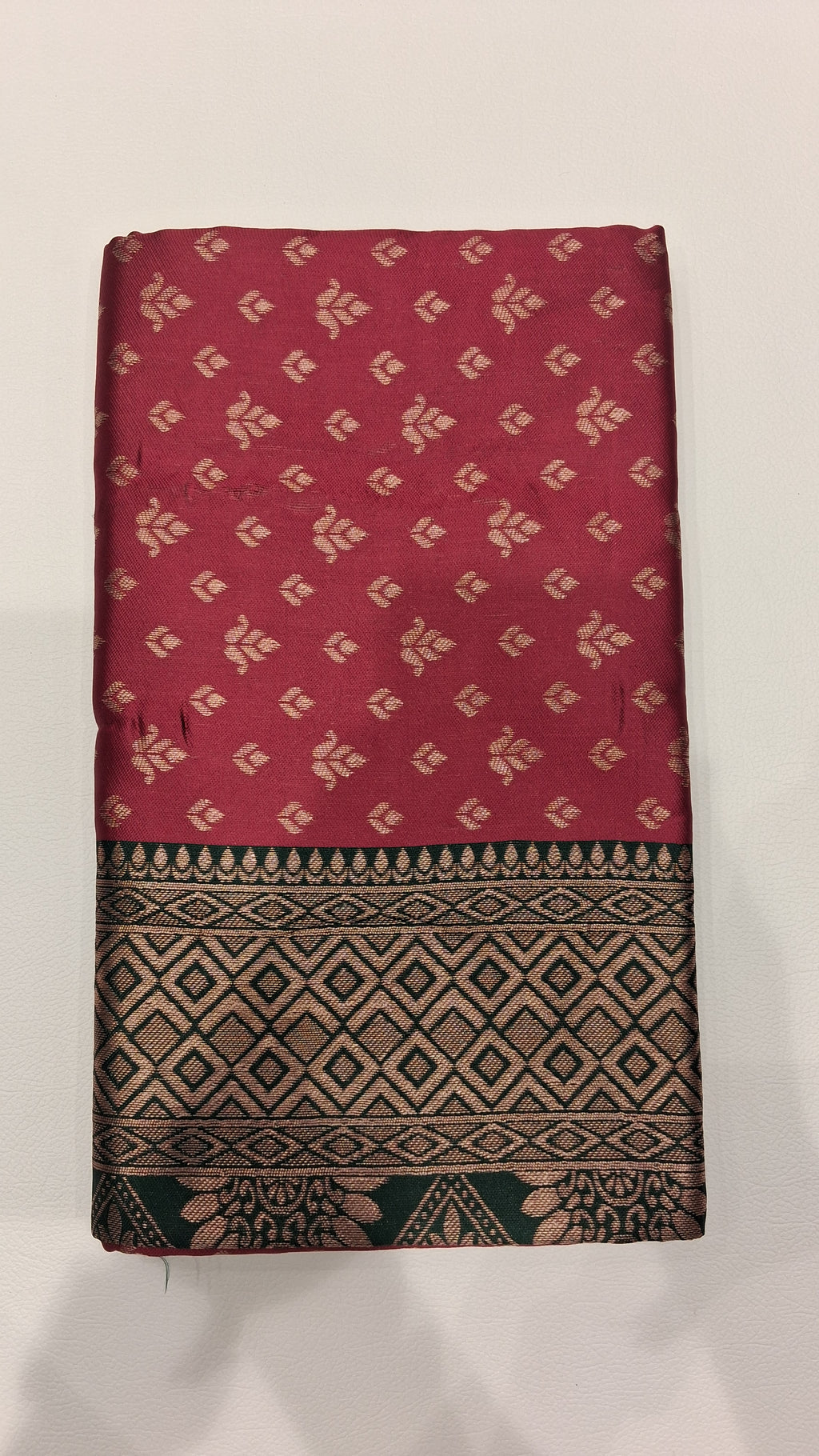 Gulnaar Rose Woven Saree with Green Heritage Border 5034011