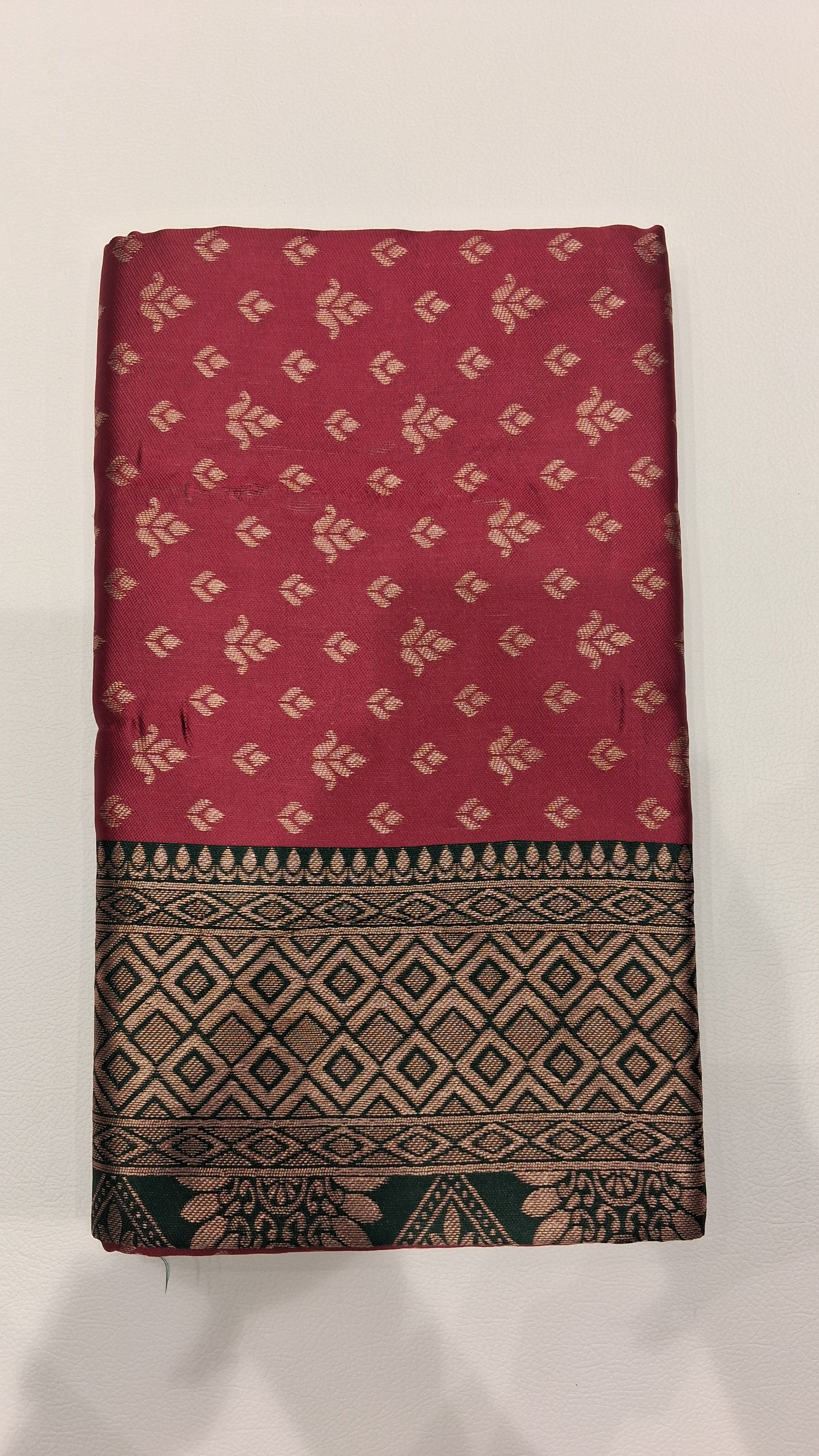 Gulnaar Rose Woven Saree with Green Heritage Border 5034011