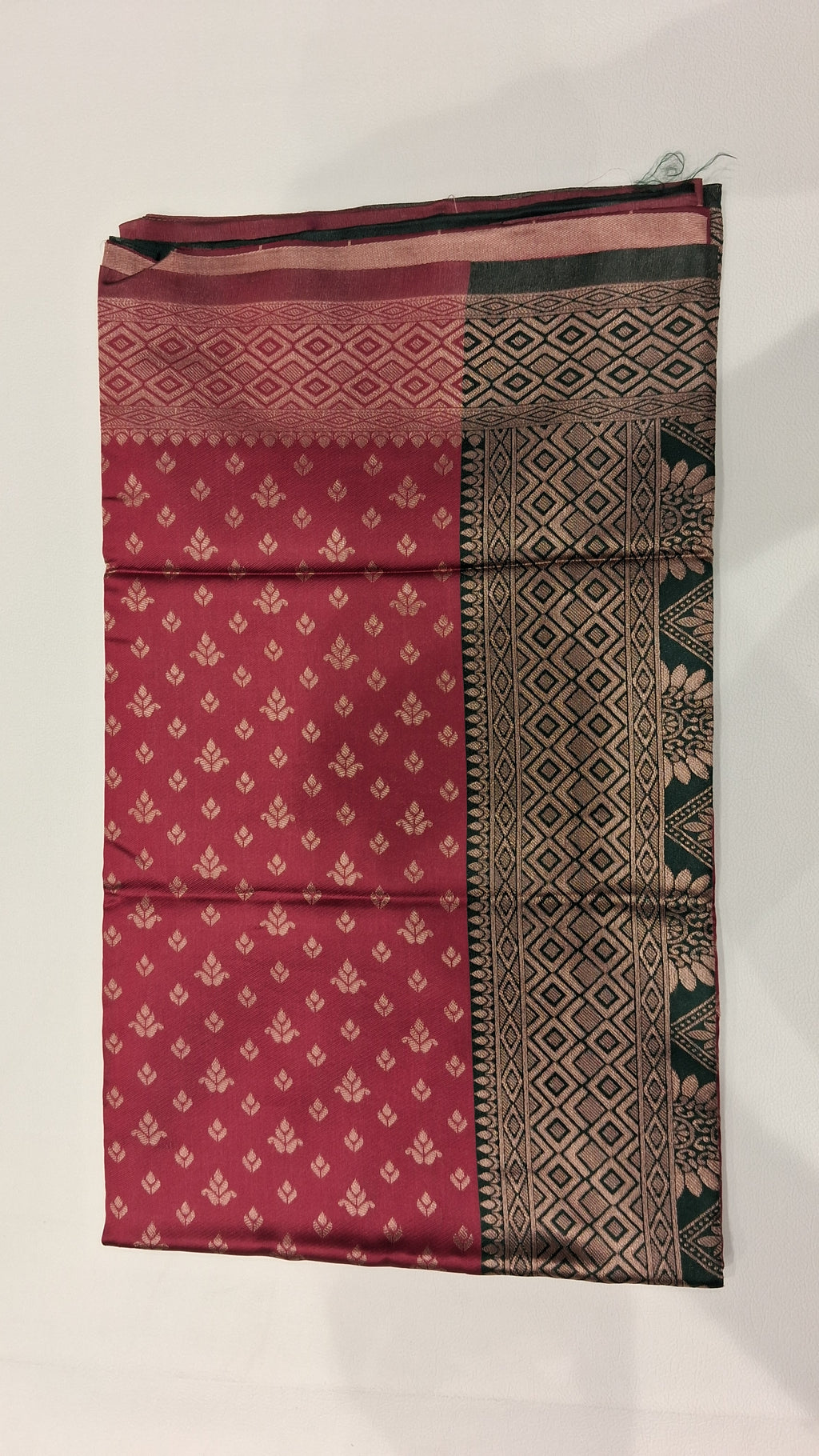 Gulnaar Rose Woven Saree with Green Heritage Border 5034011
