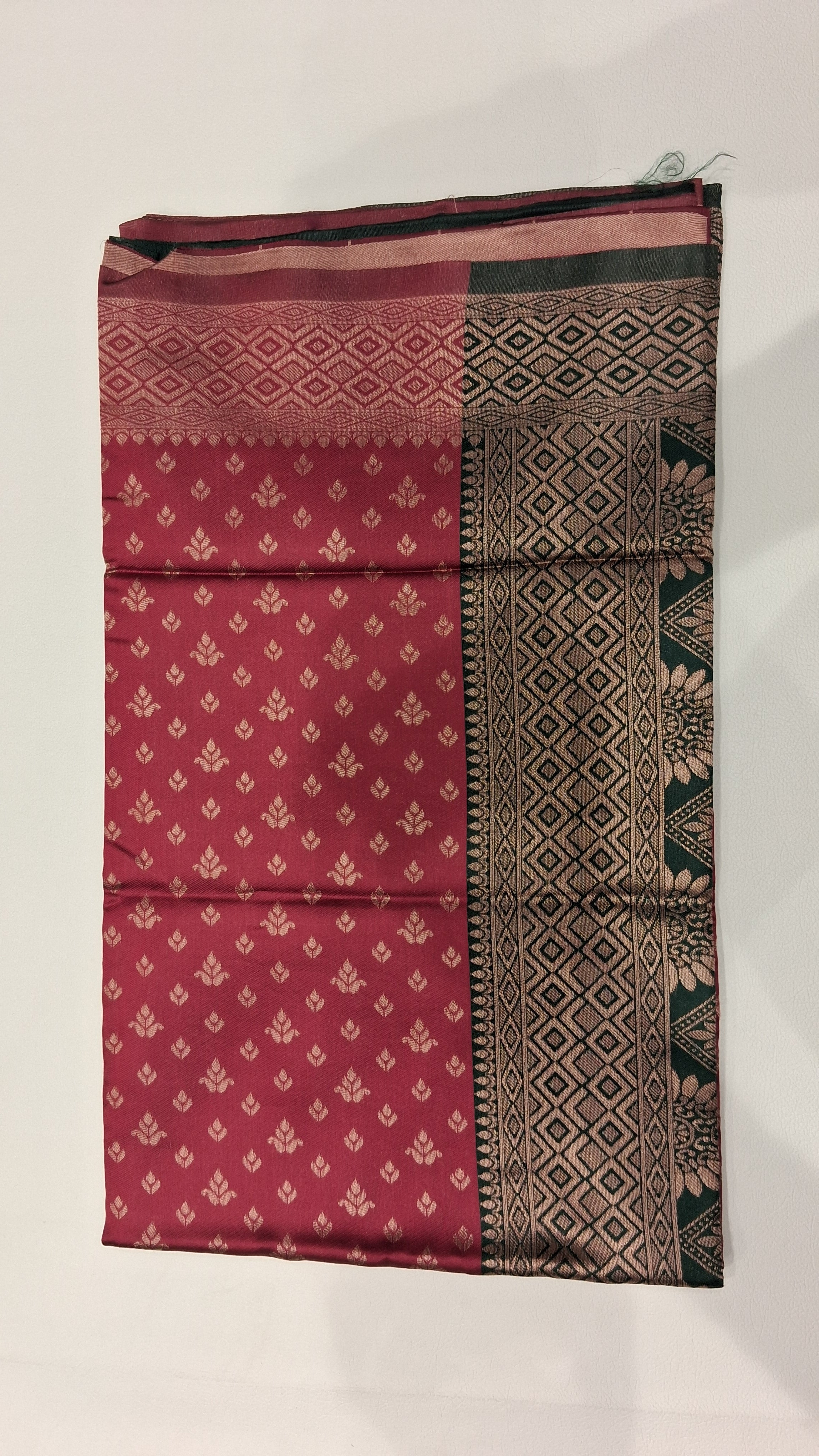 Gulnaar Rose Woven Saree with Green Heritage Border 5034011