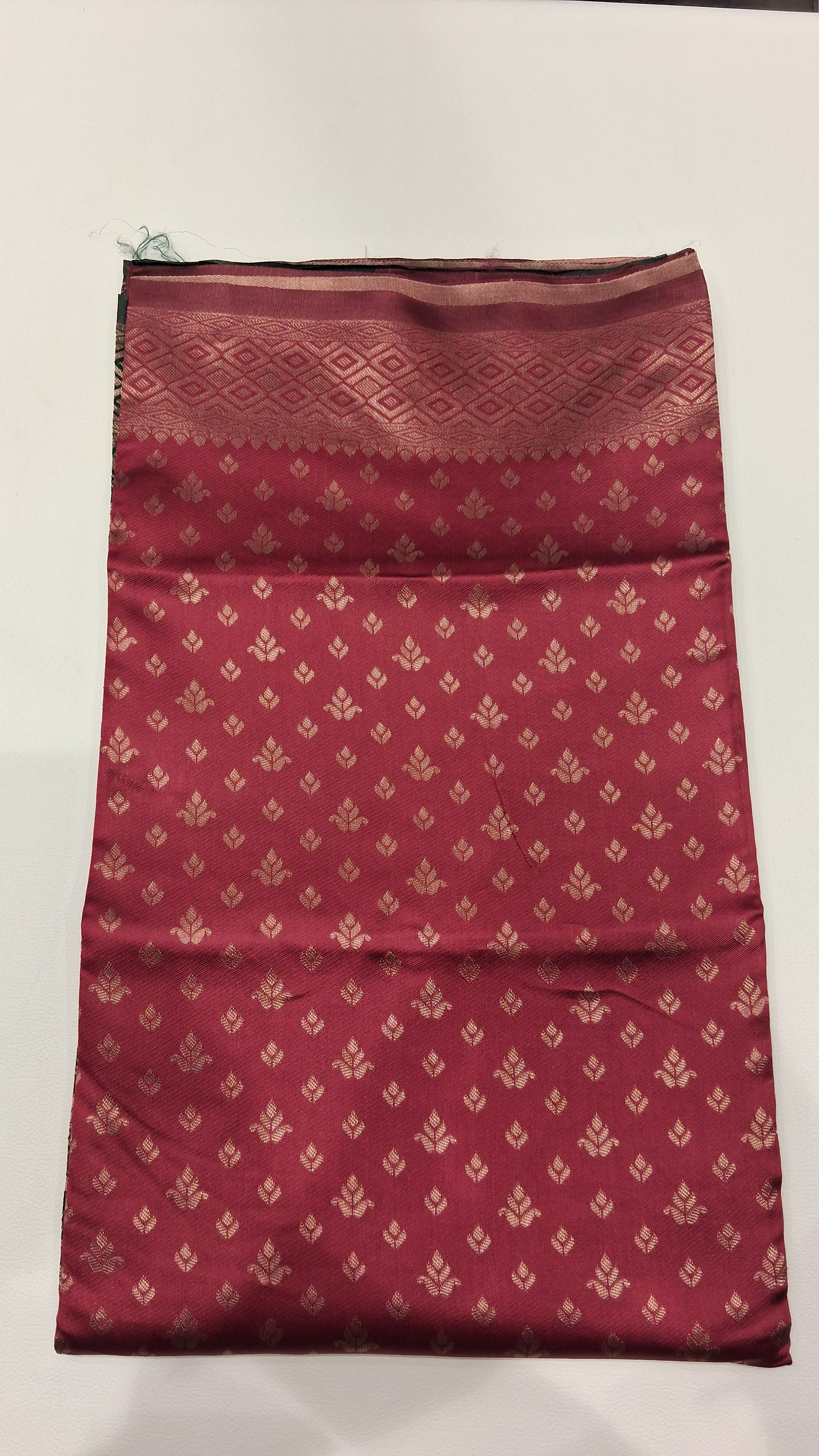 Gulnaar Rose Woven Saree with Green Heritage Border 5034011