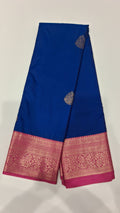 Royal Blue Silk Saree with Pink Zari Border 6168024