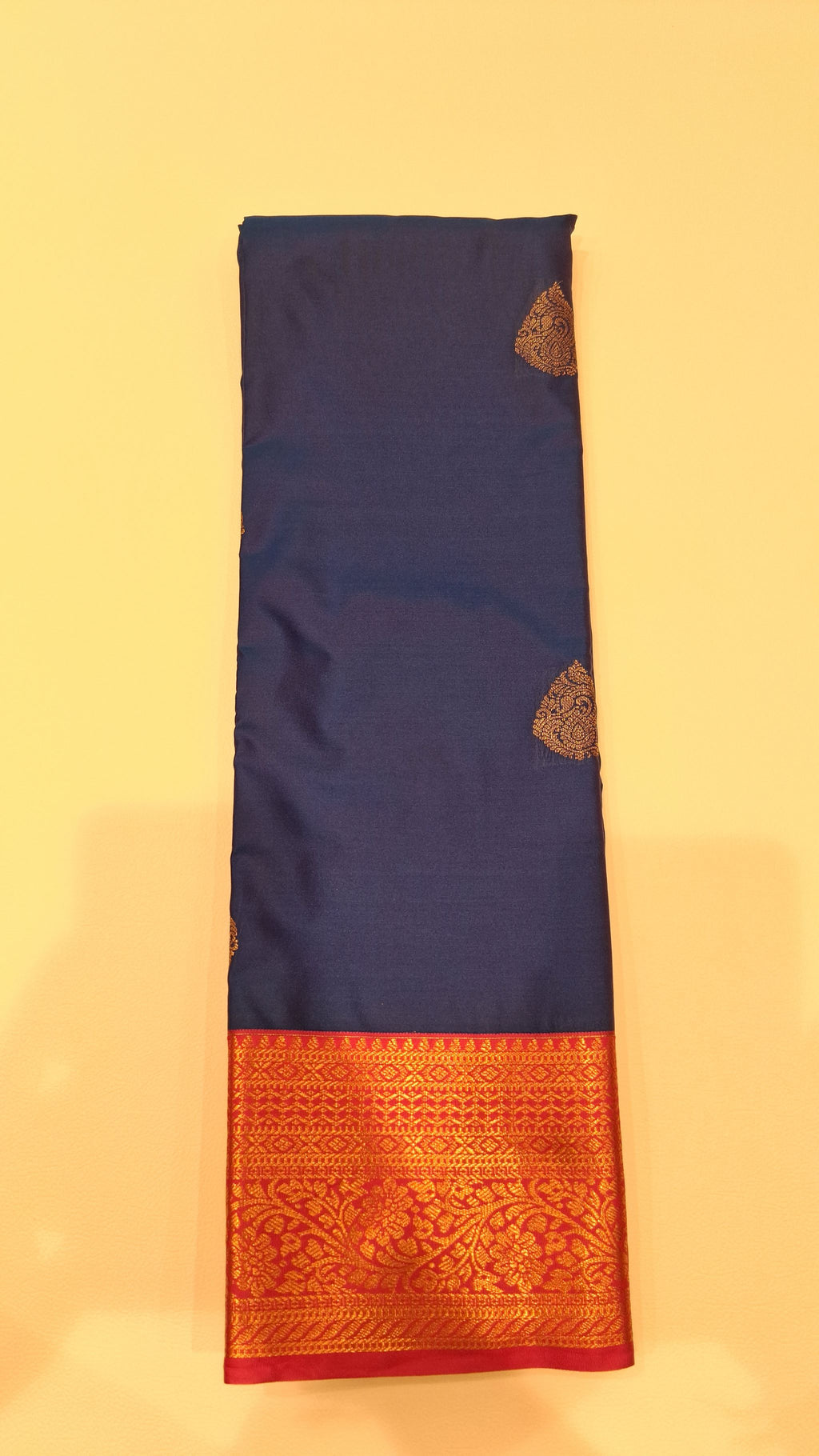 Royal Blue Silk Saree with Pink Zari Border 6168024