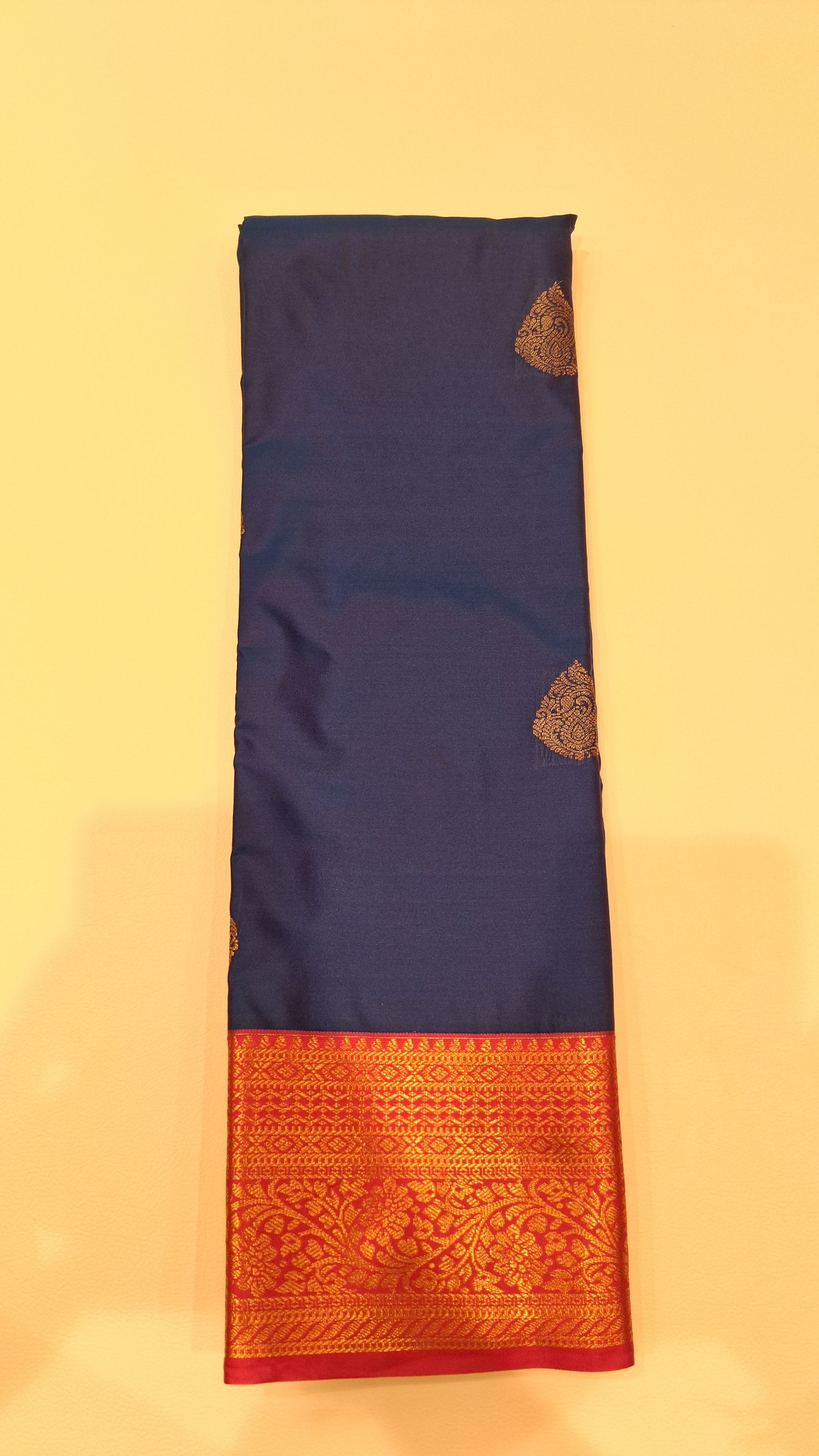 Royal Blue Silk Saree with Pink Zari Border 6168024