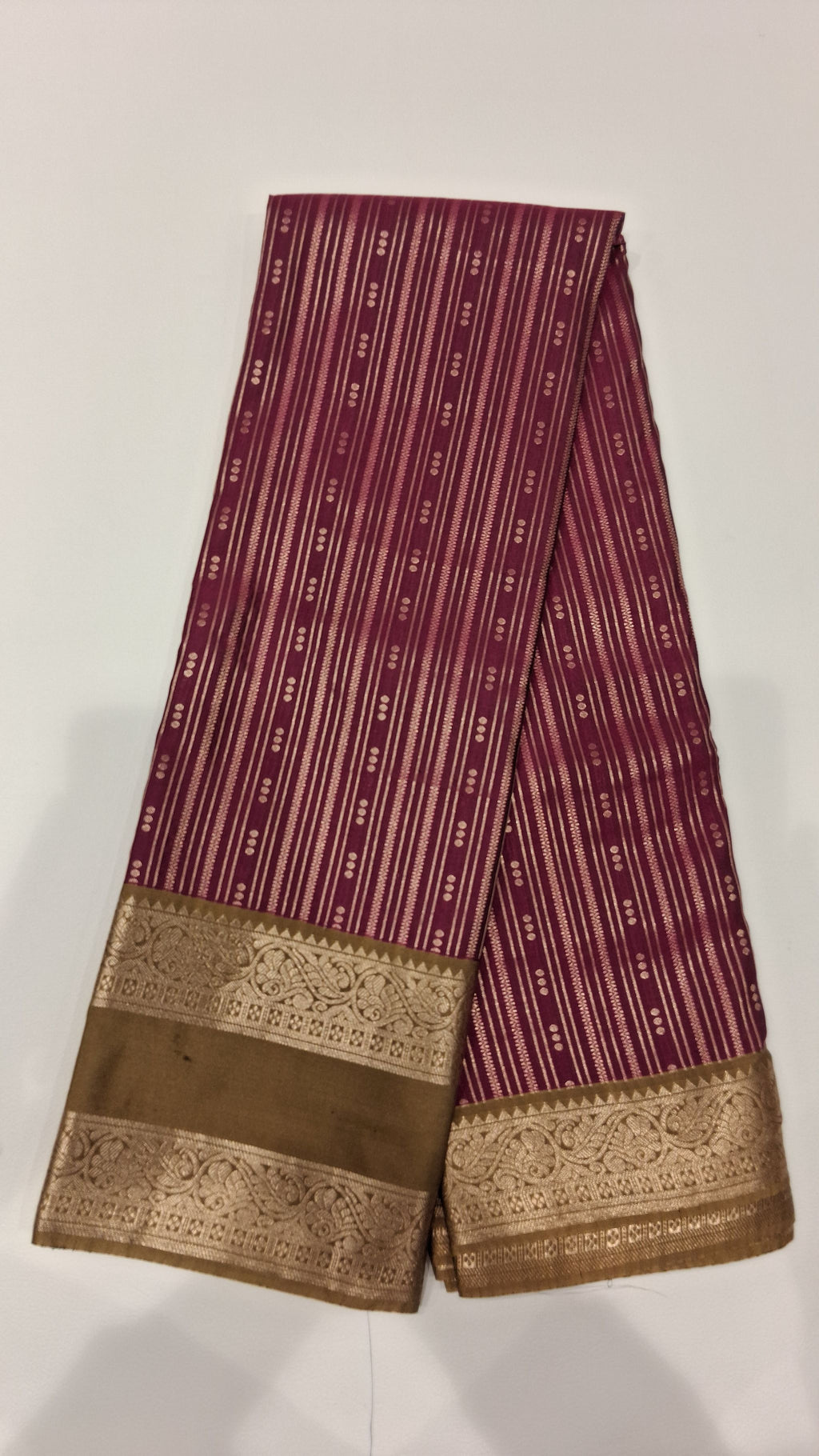 Maroon Zari Striped Saree with Antique Gold Border 3543001