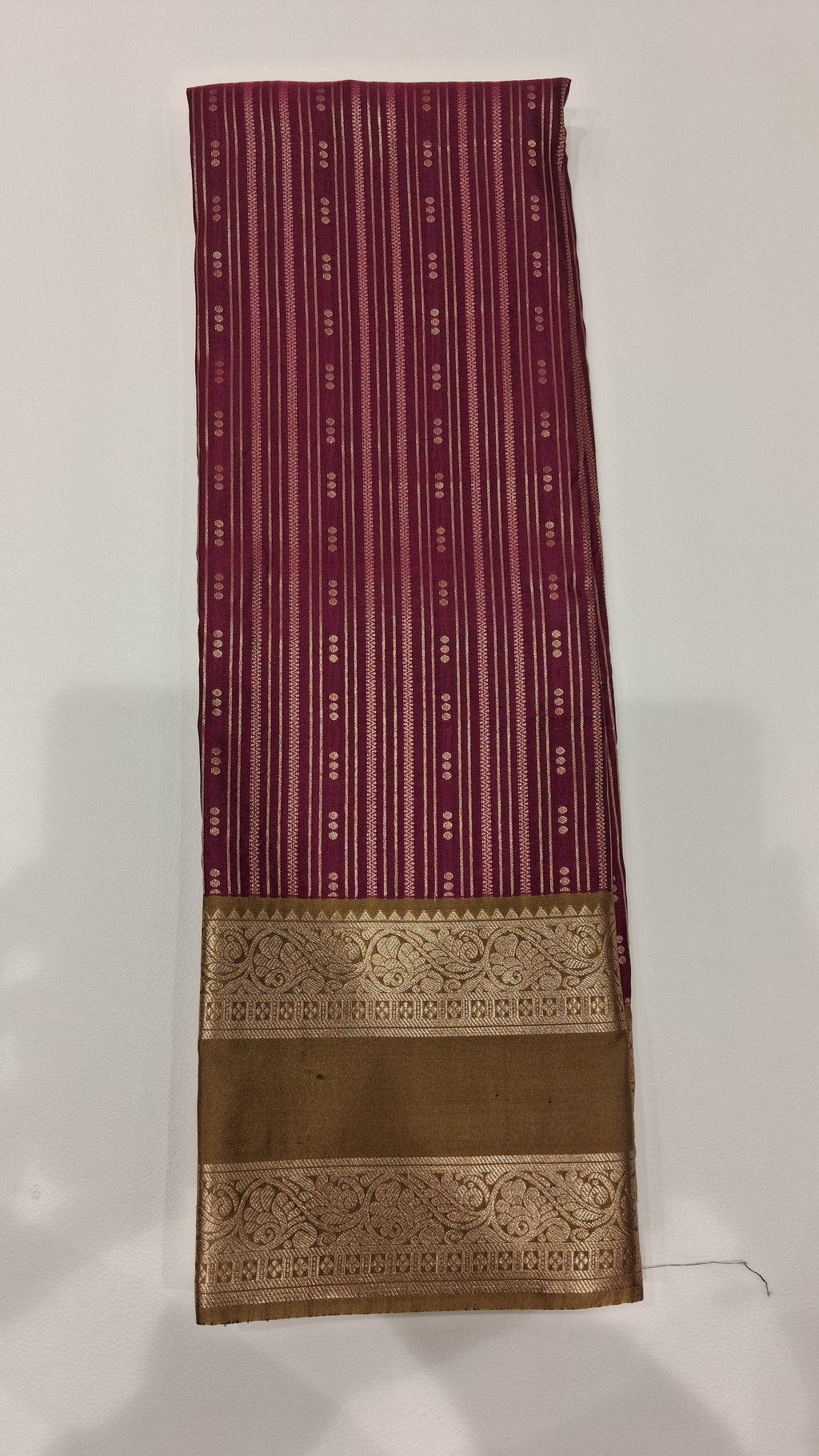 Maroon Zari Striped Saree with Antique Gold Border 3543001