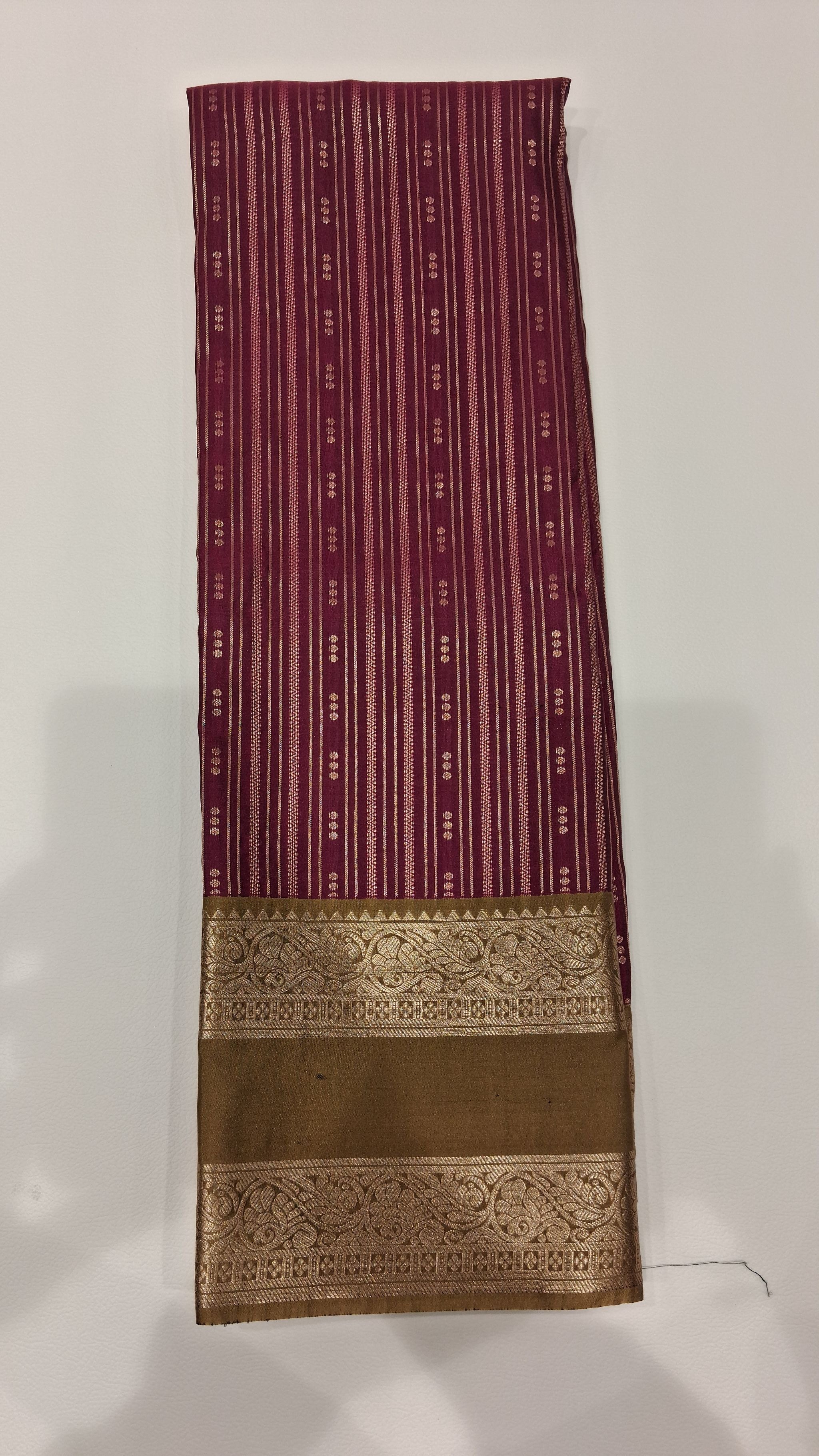 Maroon Zari Striped Saree with Antique Gold Border 3543001