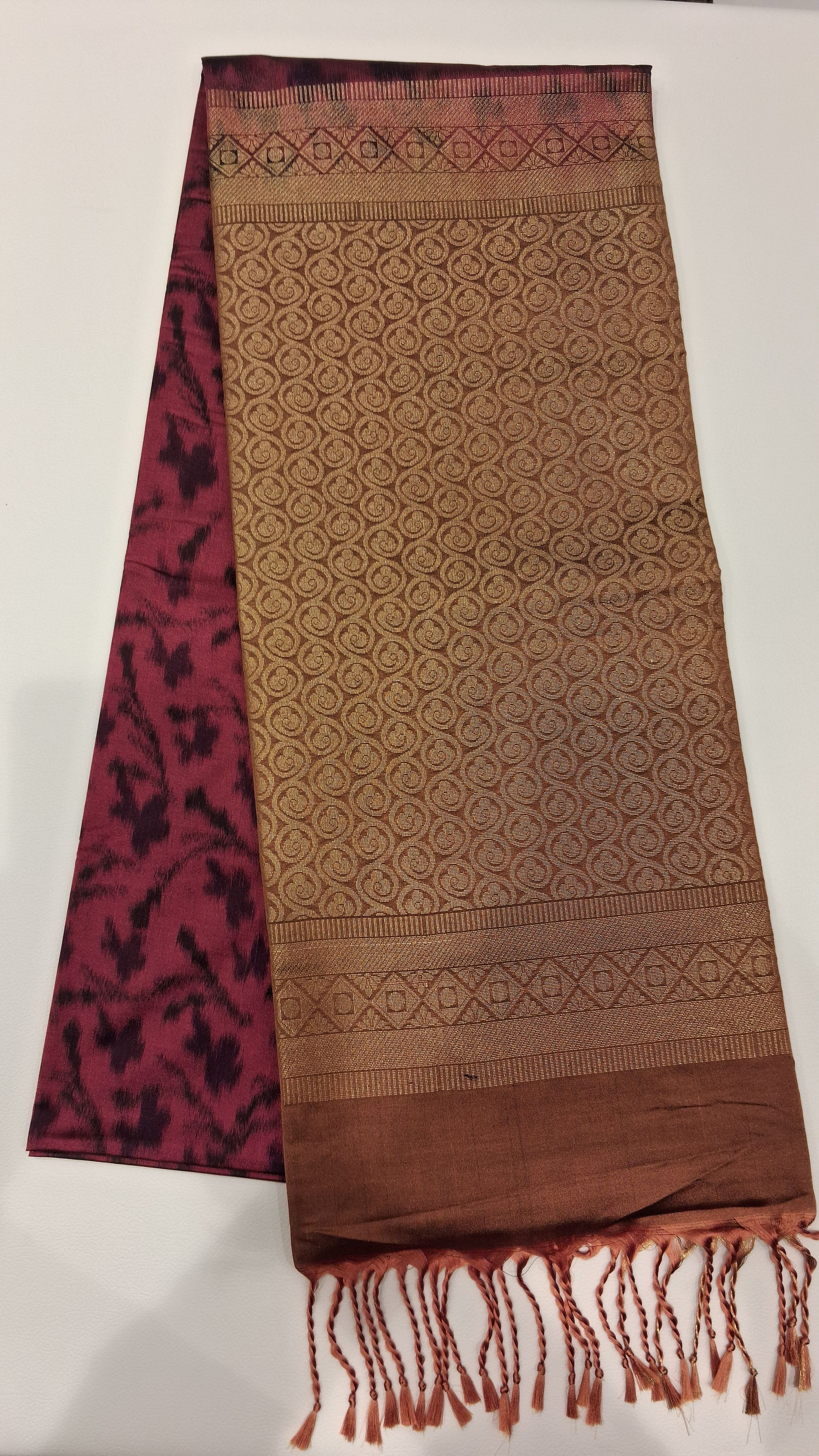 Raaga Bronze Wine Woven Saree with Tassel Pallu 7248003