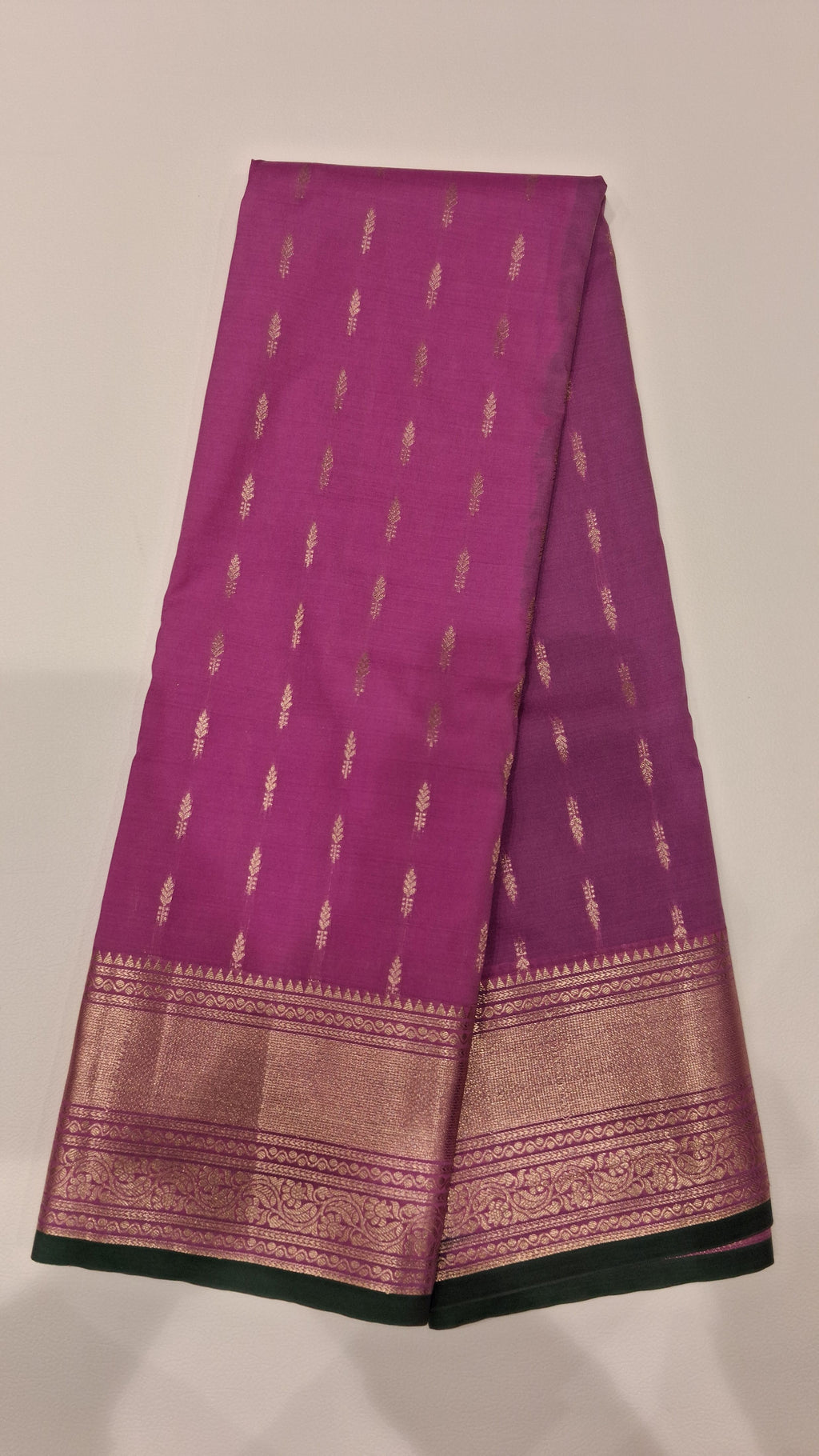 Magenta Pink Silk Saree with Green Zari Border 5979003