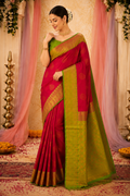 Premium Soft Silk Saree – Rani Pink & Parrot Green with Rich Zari Pallu W222068