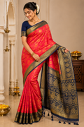 Premium Soft Silk Saree – Sky Blue & Navy Blue with Rich Gold Zari Weaving 7599006