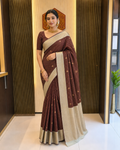 Maroon Checked Silk Saree with Pista Green Border 3510029