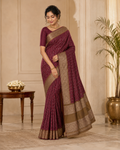Maroon Zari Striped Saree with Antique Gold Border 3543001