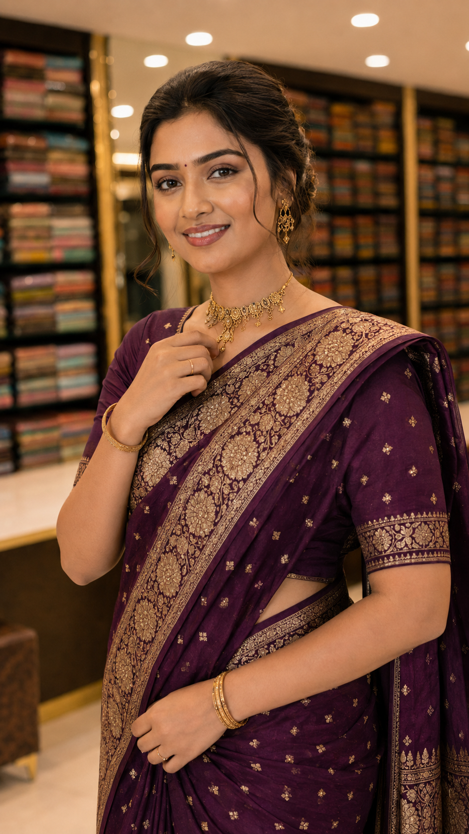 Royal Wine Banarasi Silk Saree with Heavy Brocade Border 6485003