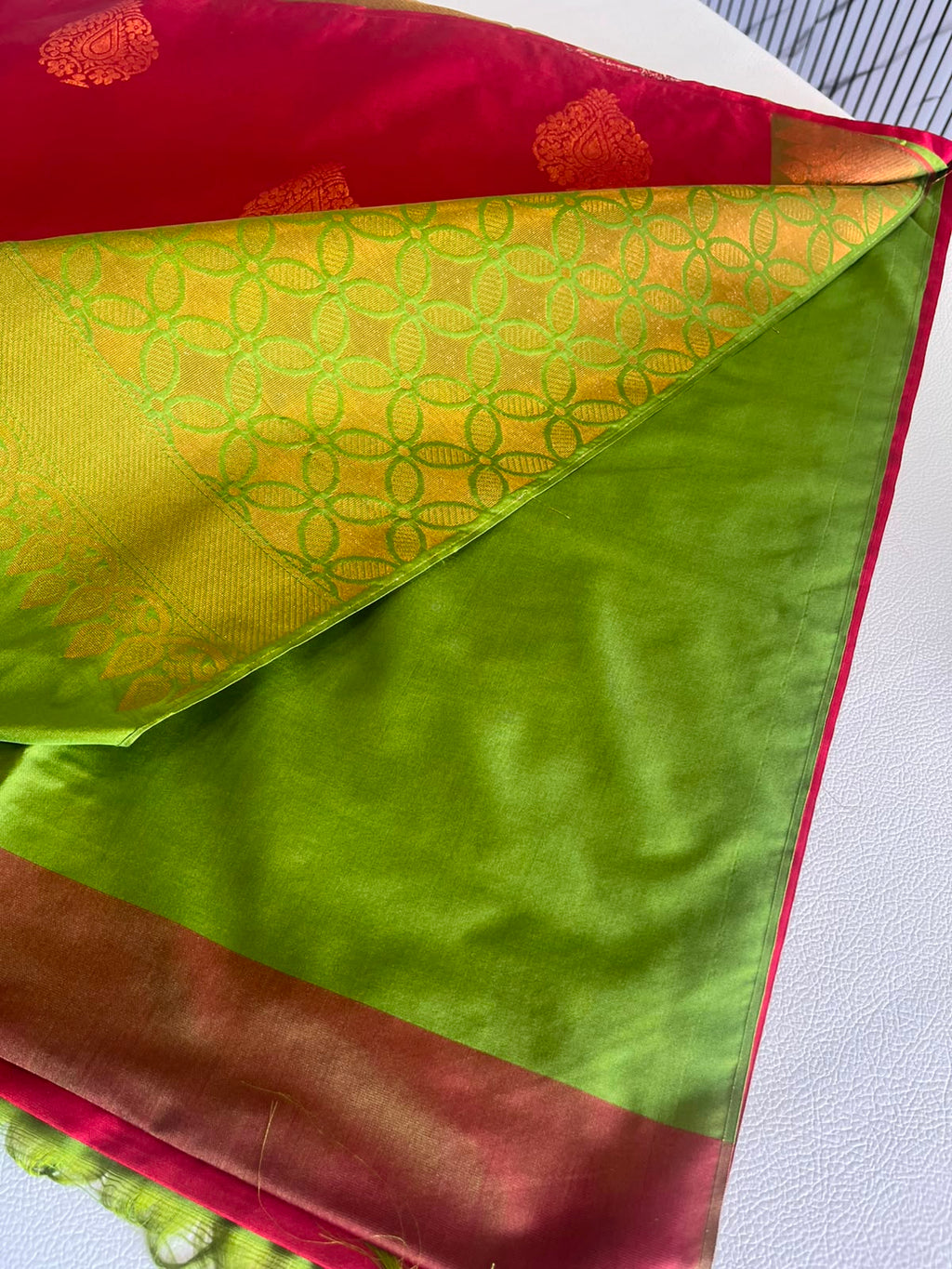 Premium Soft Silk Saree – Rani Pink & Parrot Green with Rich Zari Pallu W222068