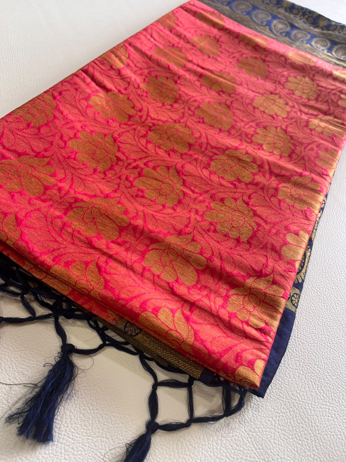Premium Soft Silk Saree – Sky Blue & Navy Blue with Rich Gold Zari Weaving 7599006